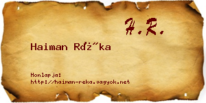 Haiman Réka névjegykártya